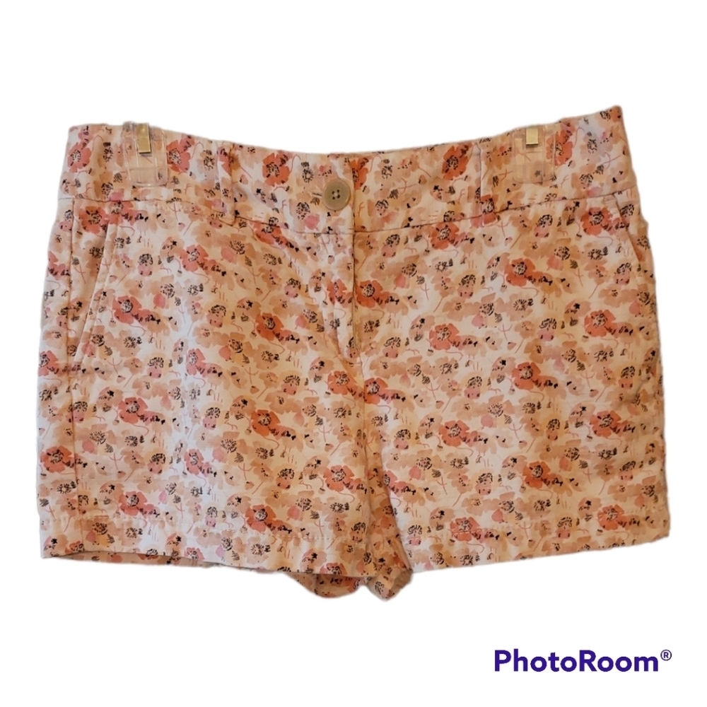 Loft* Floral Shorts* Cotton/Spandex* Pink/White* Sz 4